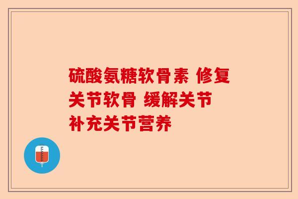 硫酸氨糖软骨素 修复关节软骨 缓解关节 补充关节营养