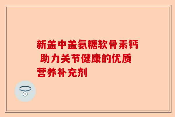新盖中盖氨糖软骨素钙 助力关节健康的优质营养补充剂