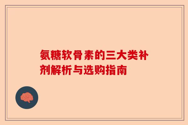 氨糖软骨素的三大类补剂解析与选购指南