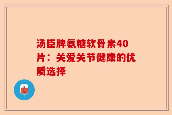 汤臣牌氨糖软骨素40片：关爱关节健康的优质选择