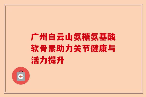 广州白云山氨糖氨基酸软骨素助力关节健康与活力提升