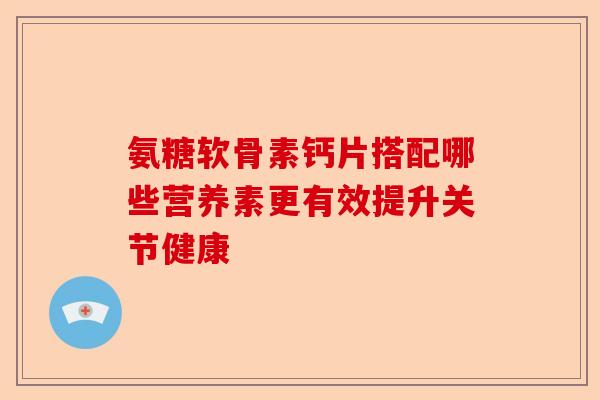 氨糖软骨素钙片搭配哪些营养素更有效提升关节健康 氨糖软骨素钙片搭配哪些营养素更有效提升关节健康