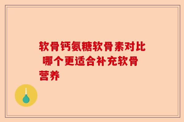 软骨钙氨糖软骨素对比 哪个更适合补充软骨营养