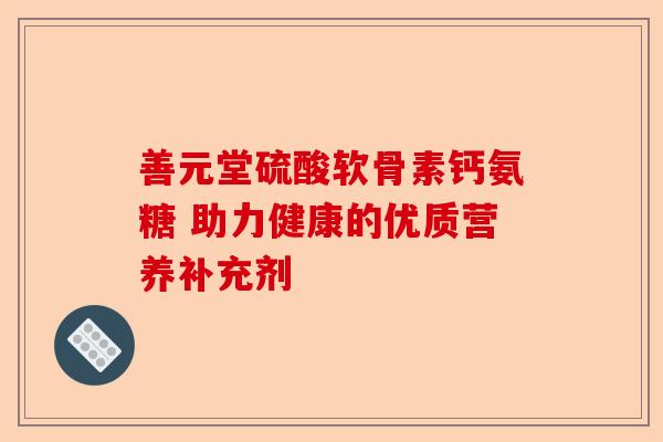 善元堂硫酸软骨素钙氨糖 助力健康的优质营养补充剂 善元堂硫酸软骨素钙氨糖 助力健康的优质营养补充剂