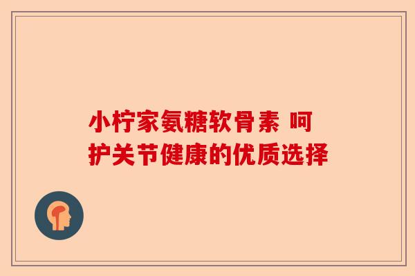 小柠家氨糖软骨素 呵护关节健康的优质选择