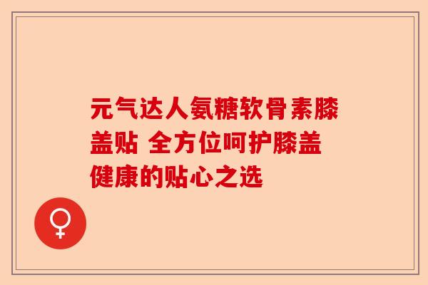 元气达人氨糖软骨素膝盖贴 全方位呵护膝盖健康的贴心之选