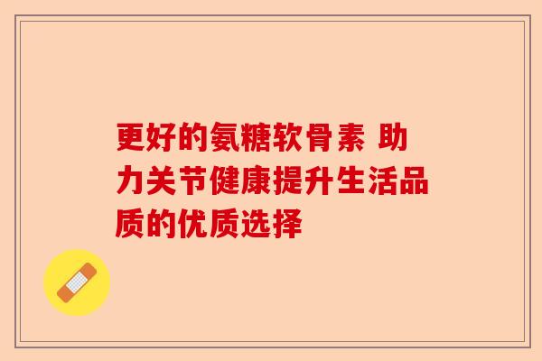 更好的氨糖软骨素 助力关节健康提升生活品质的优质选择