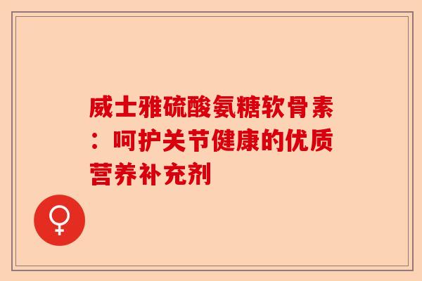 威士雅硫酸氨糖软骨素：呵护关节健康的优质营养补充剂
