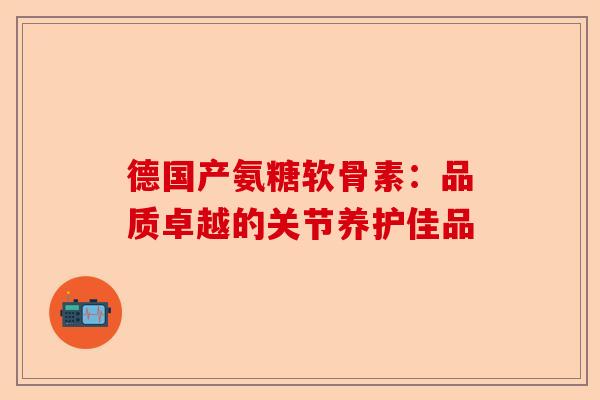 德国产氨糖软骨素：品质卓越的关节养护佳品