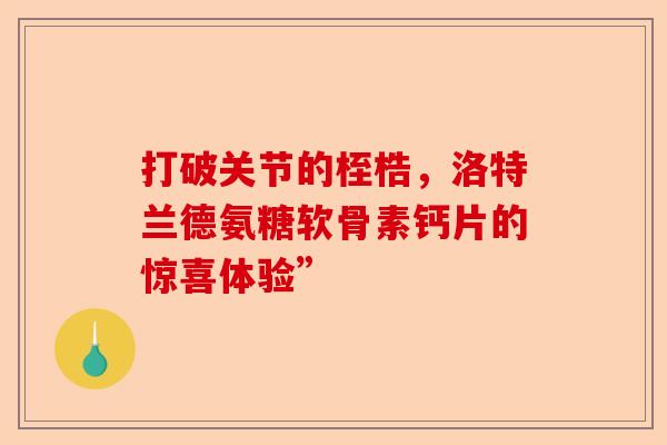 打破关节的桎梏，洛特兰德氨糖软骨素钙片的惊喜体验”