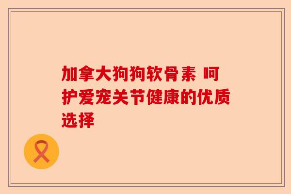 加拿大狗狗软骨素 呵护爱宠关节健康的优质选择