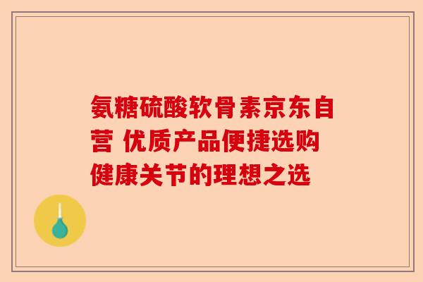 氨糖硫酸软骨素京东自营 优质产品便捷选购健康关节的理想之选