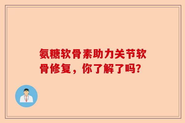 氨糖软骨素助力关节软骨修复,你了解了吗? 氨糖软骨素助力关节软骨修复,你了解了吗?
