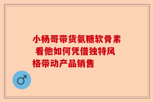小杨哥带货氨糖软骨素 看他如何凭借独特风格带动产品销售